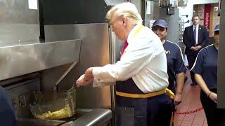 Trump Makes Fries at McDonalds as Part of Late Campaign Stop in Pennsylvania [upl. by Kcirdneh]