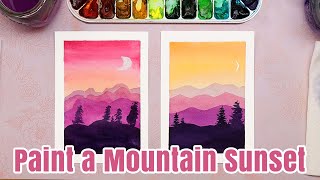 How to Paint a Mountain Sunset in Watercolors Kids Art Tutorial [upl. by Christianity]