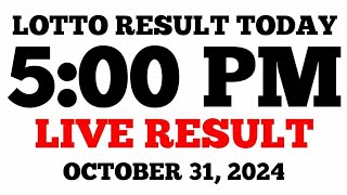 Lotto Result Today 5PM Draw October 31 2024 PCSO LIVE Result [upl. by Uyekawa]