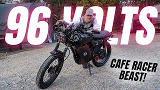 I built my own 96V ELECTRIC MOTORCYCLE  Cafe Racer Cannon Overview  Ride [upl. by Nylemaj380]