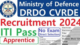 DRDO apprentice 2024  drdo apprenticeship 2024  drdo apprentice 2024 how to apply  drdo vacancy [upl. by Deach206]