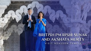 British PM Rishi Sunak amp Akshata Murty Visit Neasden Temple London UK [upl. by Eidolem623]