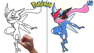 How to Draw Ash Greninja Pokemon  Easy Step by Step [upl. by Aicilaf]