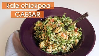 How to Make a Giant Vegan Kale Chickpea Caesar Salad [upl. by Fenner805]