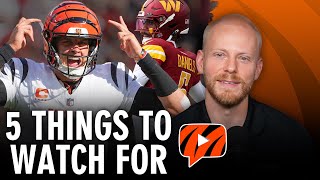 Bengals vs Commanders FIVE THINGS to Watch For amp Score Prediction  Monday Night Football [upl. by Adihahs]