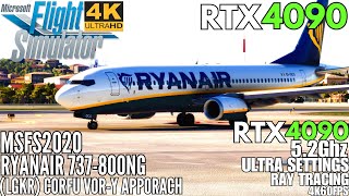 MSFS RTX 4090 Flying The VORY Approach Corfu LGKR Ryanair 737800NG Ultra Settings 4K [upl. by Atnuahsal888]