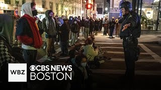 ProPalestinian encampment cleared at Emerson College [upl. by Sualakcin]