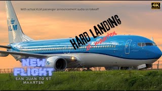 REAL KLM ANNOUNCEMENT AUDIO KLM flight San Juan to St Maarten Rough landing TJSJ TNCM [upl. by Egrog705]