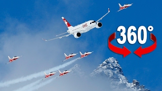 Fliegen Sie mit Swiss und Patrouille Suisse über St Moritz 360GradVideo [upl. by Marta]