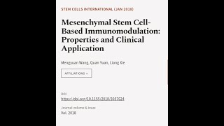 Mesenchymal Stem CellBased Immunomodulation Properties and Clinical Application  RTCLTV [upl. by Juetta7]