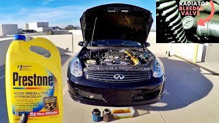 INFINITI G35 🔧 NISSAN 350z  Radiator Coolant Flush Bleed Change [upl. by Guevara]