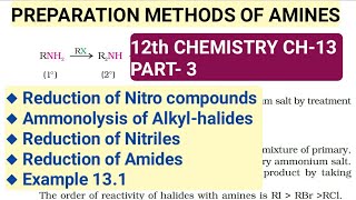 12th Chemistry Ch13Part3Amines from nitro comp amonolysis nitriles amp amidesStudy with Farru [upl. by O'Toole]