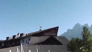 Sporthotel Alpenrose mit Blick auf Rotwand Berg der Dolomiten [upl. by Ealasaid576]