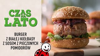 Przepis na burger z białej kiełbasy z sosem z pieczonych pomidorów  Biedronka – Czas na Lato [upl. by Eimmas711]