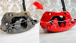 Rusty Brake Caliper Restoration in 9 MINUTES [upl. by Lananna]