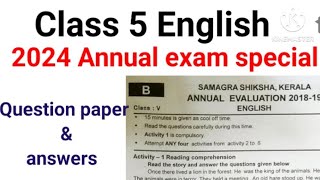 Class 5 English Annual exam question paper amp answers 201819 class 5 English annual exam special24 [upl. by Amelita]