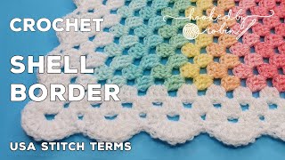 Crochet Border for Granny Blankets  Shell Scalloped Edge Easy [upl. by Esyli]