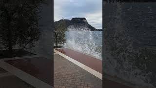 Waves hitting the waterfront  Garda Lake Garda Italy [upl. by Nivrag]