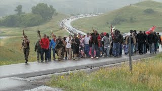 American Indians protest pipeline project [upl. by Hanschen]