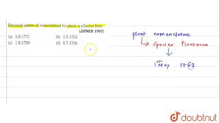 binomial system of nomenclate for plants is effective from [upl. by Elianora]