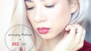 TUTORIAL  EVERYDAY MAKEUP WITH RED LIPS [upl. by Beera]