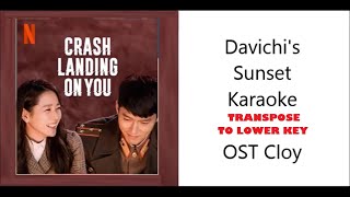 Davichi Sunset Karaoke OST CLOY Rom  Transpose to lower Key [upl. by Eilyak]