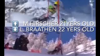 M Hirscher 21 yers old  L Braathen 22 years old WORLD CUP VAL’DISER FRA 20102022 [upl. by Giannini]