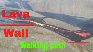 Iceland Geldingadalir volcano Drone video from volcano to natthagi valley [upl. by Atyekram]