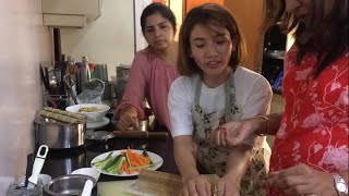 Momos recipe  Teaching how to make momo and sushi to housewife [upl. by Aeikan]