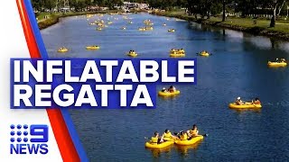 Thousands participate for annual Inflatable Regatta  Nine News Australia [upl. by Gingras]