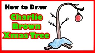 How to Draw Charlie Browns Christmas Tree  Christmas Drawings [upl. by Simmons]