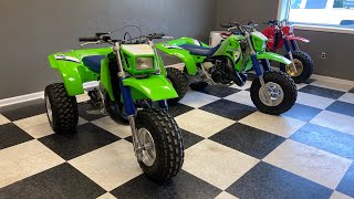 Beautiful pair of 1986 Kawasaki Tecate 250 three wheeler T3’s DampA Restoration KXT250 [upl. by Neelear]