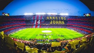 Mosaic and tribute to Johan Cruyff before kick off at the Clasico [upl. by Ybocaj]