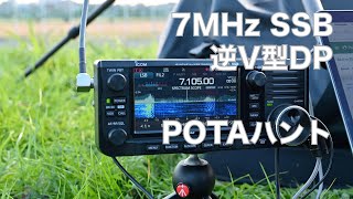 河川敷から逆V型フルサイズDP 7MHz SSB POTAハント IC705 10W PD給電 20241113 アマチュア無線 VLOG 562 [upl. by Sainana]