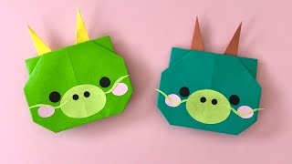 【お正月 折り紙】簡単 可愛い 辰の折り方 Origami How to make cute dragon 折纸 龙 辰年 종이접기 용티 龍 竜 ドラゴン [upl. by Maro]