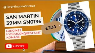 BEST DIVE WATCH FOR £200 San Martin SN0136 Review  LONGINES HydroConquest GMT Homage Watch [upl. by Thesda]