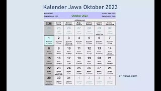 Kalender Jawa Oktober 2023 Lengkap Hari Baik [upl. by Jewel567]