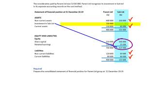 CONSOLIDATION AT ACQUISITION EXAMPLE 1 [upl. by Efthim]