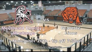 McDonald County Mustangs vs Gravette Lions  Varsity Boy Basketball [upl. by Miner]