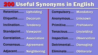 200 Useful Synonym Words in English  Build up Your English Vocabulary [upl. by Rivy]