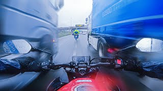 RIDING TO WORK IN THE RAIN  HONDA CB500F 2023 [upl. by Dnaltroc]