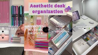 Aesthetic desk organization and restocking  ASMR  tiktok compilation🌷📚 [upl. by Seligmann]