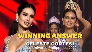 MISS UNIVERSE PHILIPPINES 2022 CELESTE CORTESI QUESTION AND ANSWER PERFORMANCE  Coronation Night [upl. by Akimihs]