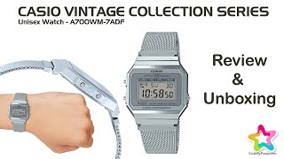 A700WM 7ADF  Casio Vintage Series the slimmest Digital Grey Dial Unisex classic Watch Unboxing [upl. by Ehcar574]