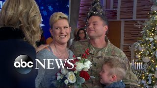 Military sergeant surprises his family for the holidays live on GMA [upl. by Haliak]