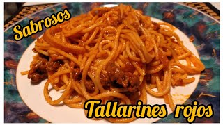 tallarines rojos con carne molida de pavo 🤤 comida delicious tallarinesrojos [upl. by Zebe]