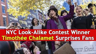 NYC Look Alike Contest Winner Timothée Chalamet Surprises Fans  DRM Entertainment [upl. by Alda652]