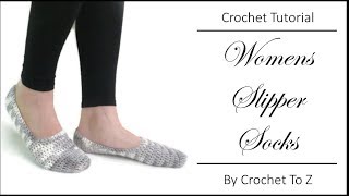 Crochet TutorialPattern Womens Slipper Socks [upl. by Loughlin842]