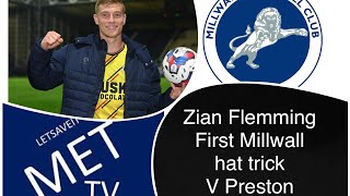 Zian Flemming first Millwall hat trick v Preston millwall millwallfc Flemming [upl. by Eilama935]