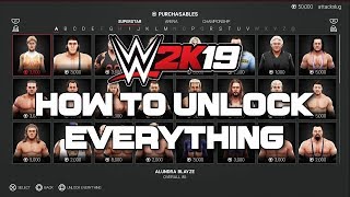 WWE 2K19  How To Unlock Everything Tutorial [upl. by Nibaj]